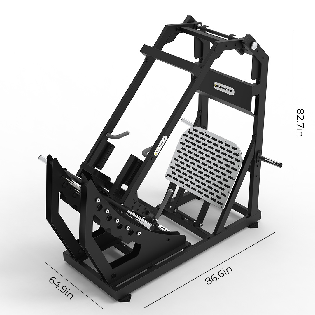 dimensions Pendulum Squat for gyms Heavy duty double support stable and safe commercial grade
