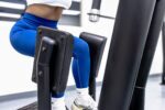 Standing abductor In use with model Commercial grade, heavy duty plate loaded perfect pads